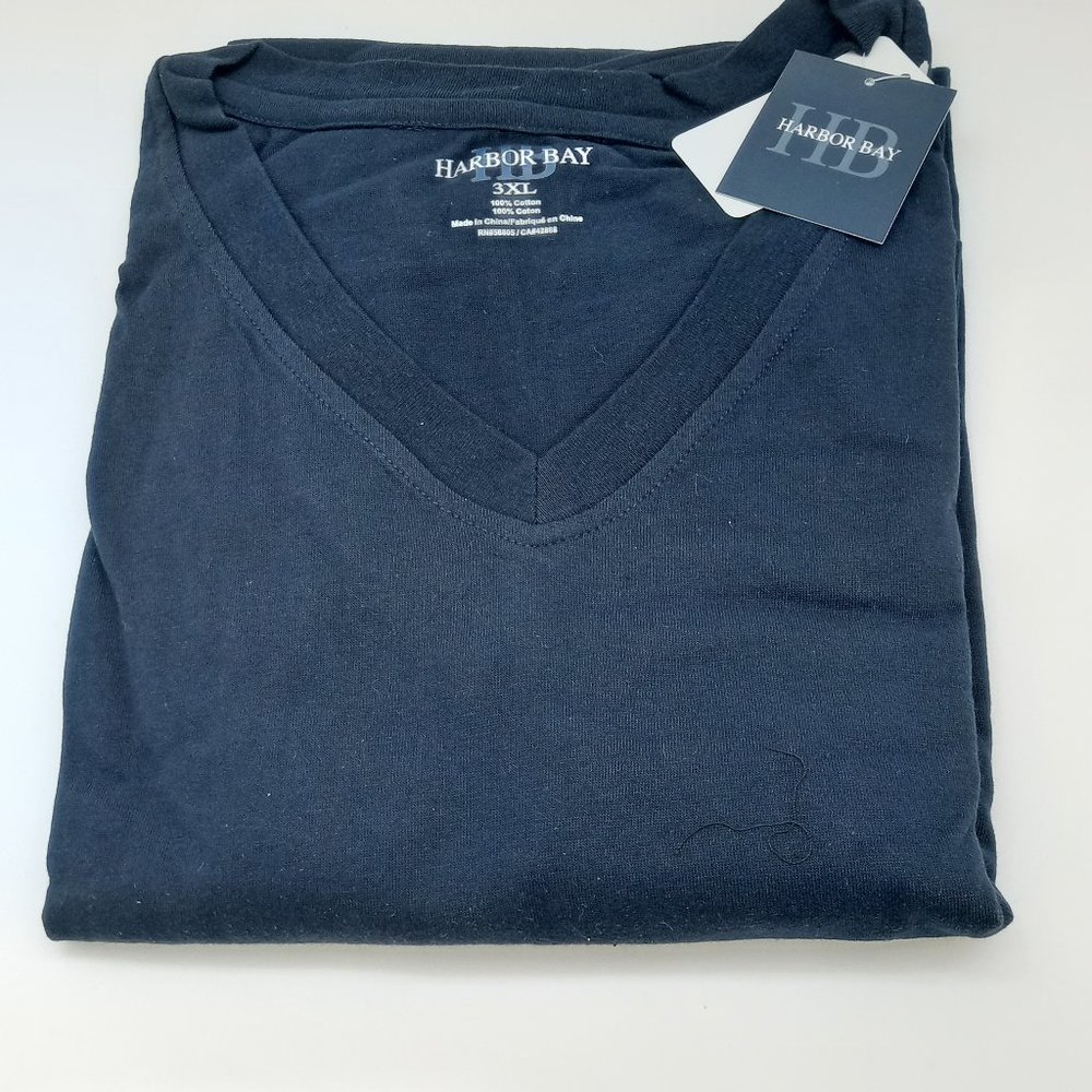 DXL / Casual Male Navy Blue Harbor Bay V Neck Sleep Shirt / T-Shirt XXL to 5XL